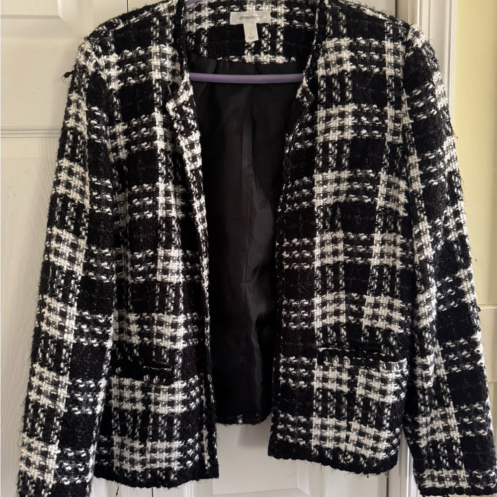 Chic Black and White Plaid Women's Jacket